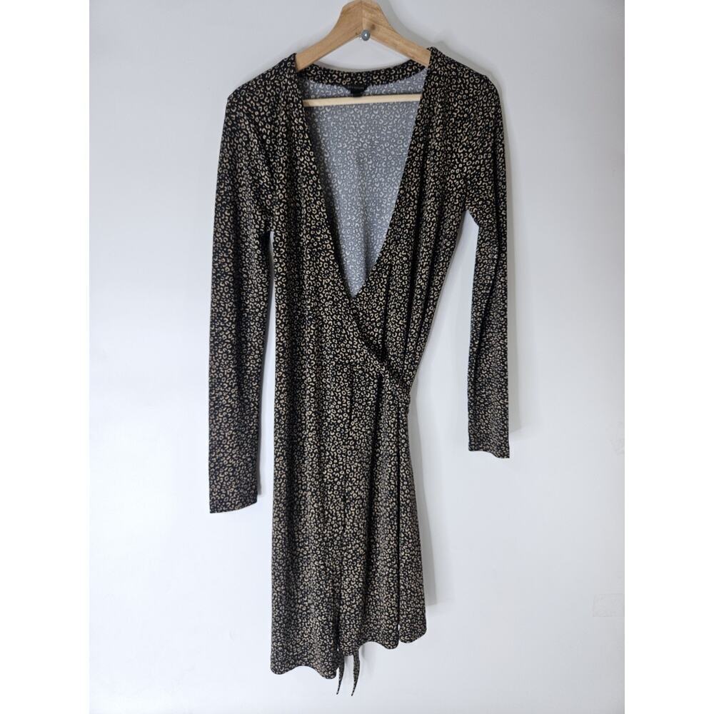 Ann Taylor Polka Dot Front Wrap Mini Dress Long Sleeve Size 0